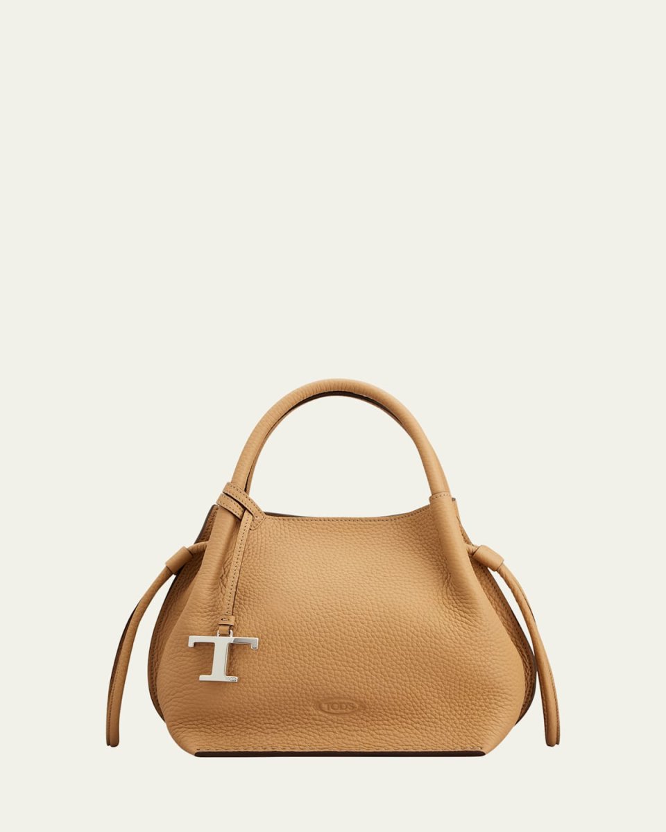 Small Grain Leather Bucket Bag